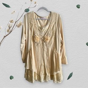 Pretty Angel Cream Country Chic Layer Dress Sz: XL